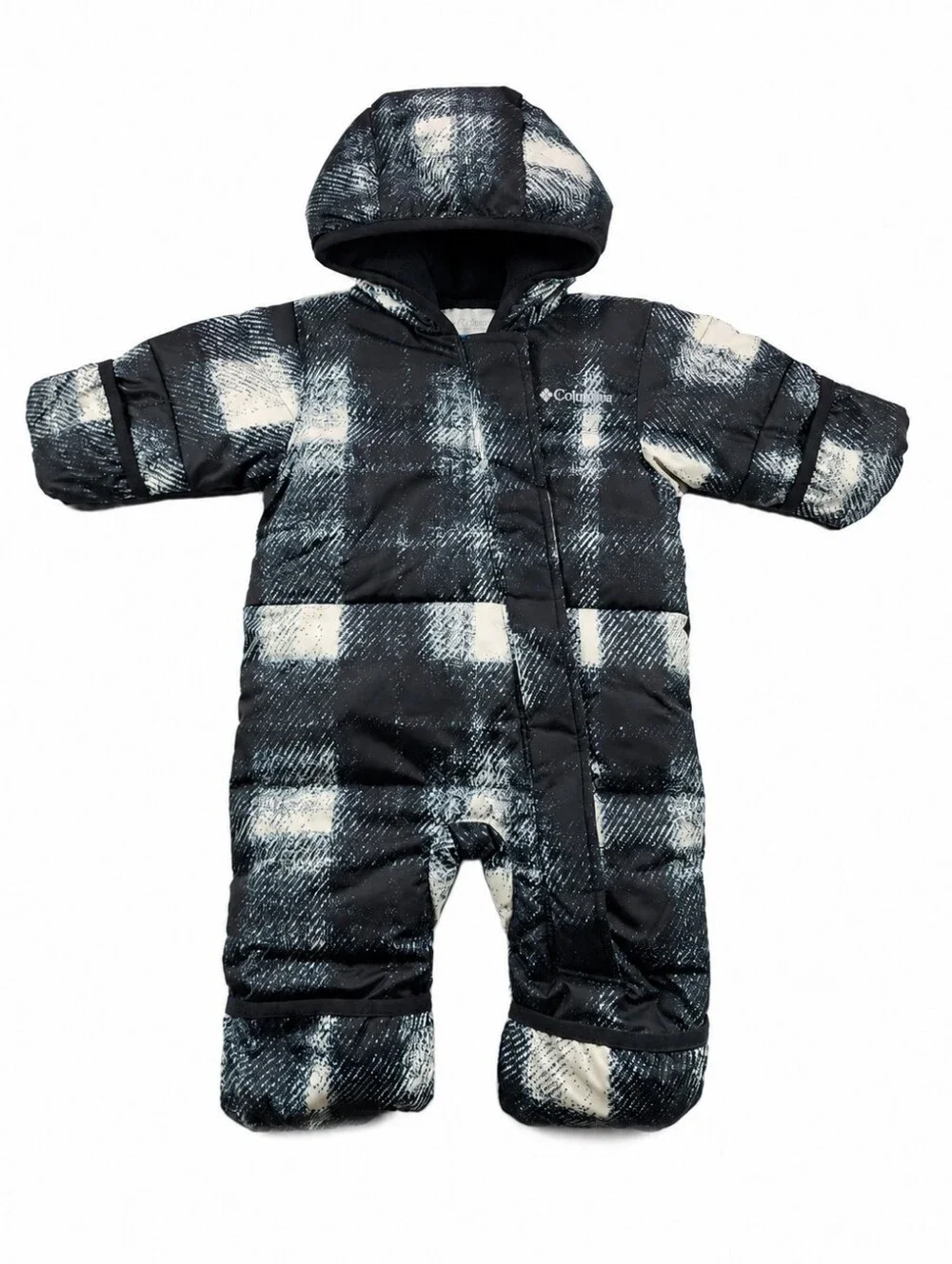 Columbia Snuggly Bunny II Down Bunting Snowsuit 3-6M Plaid Omni-Shield